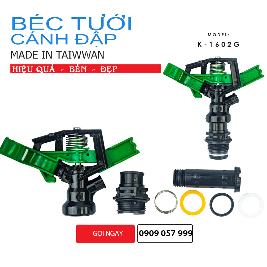 Cấu tạo sản phẩm Béc tưới phun mưa cánh đập Taiwan K-1602